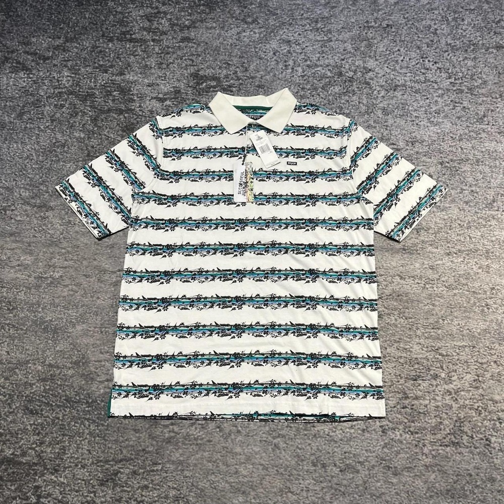 NWT VTG Enyce Polo Shirt Mens XL White Surf Hawaiian Grunge Y2K